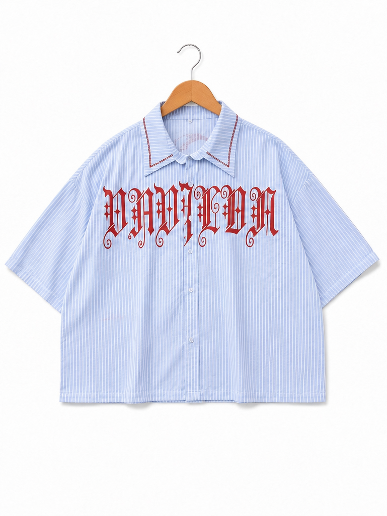 (Pre-Order) VAVYLóN "Yuri" Blue Stripe Button Up Shirt