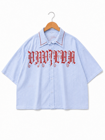 (Pre-Order) VAVYLóN "Yuri" Blue Stripe Button Up Shirt