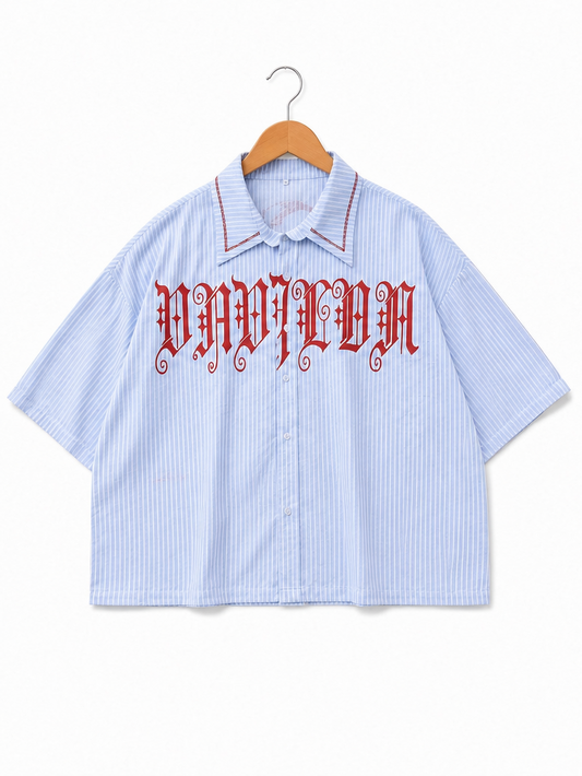 (Pre-Order) VAVYLóN "Yuri" Blue Stripe Button Up Shirt